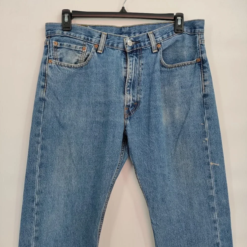 Levi's 505 High-Rise Regular Fit Straight Leg Light Wash Denim Jeans 36W Men